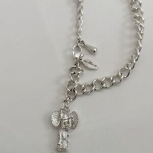 MGA Links Bracelet, Stainless Steel, Angel Pendant, 7.5 Inch plus 1 Inch